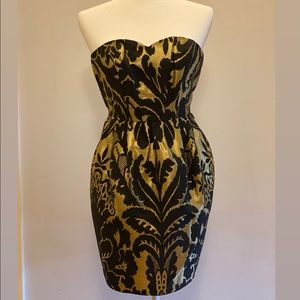 H&M strapless dress gold/black size 4